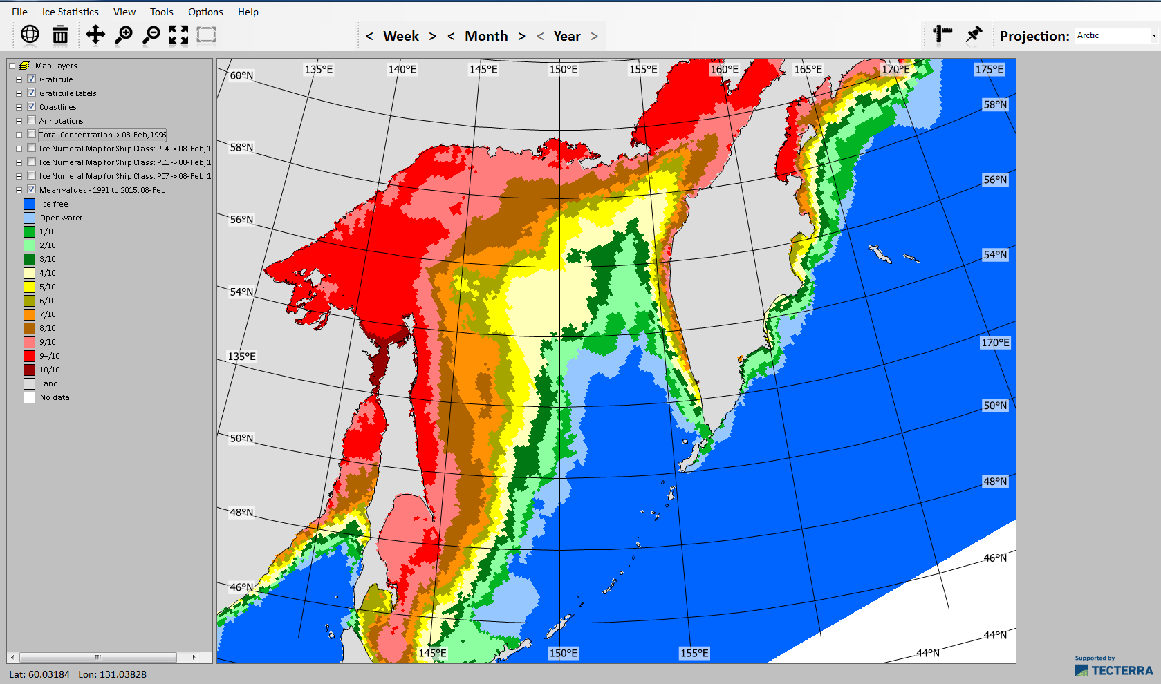 Statistical ice map of Sea of Okhotsk